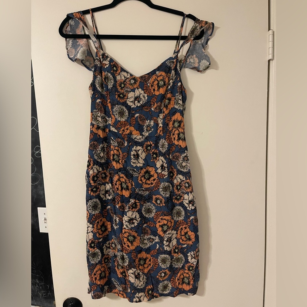 Astr Floral Mini Dress in Blue and Orange